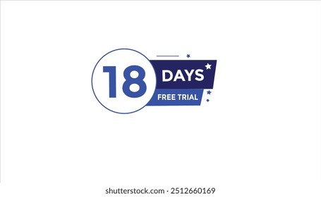 18 days free trial Countdown number banner templates. time icon. Vector Illustration 