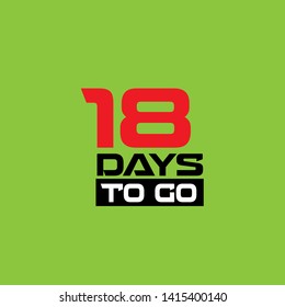 18 days to go banner. flat style. days to go concept