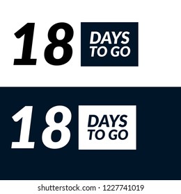 18 days to go label,sign,button. Vector stock illustration.