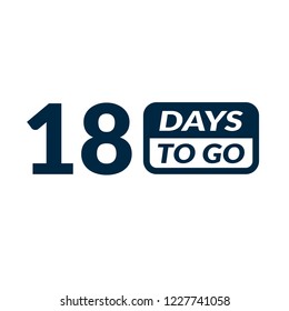 18 days to go label,sign,button. Vector stock illustration.