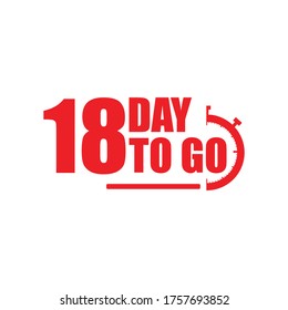18 days to go label,sign,button. Vector stock illustration