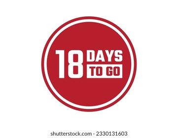 18 días para ir la ilustración del banner del vector rojo aislado en fondo blanco