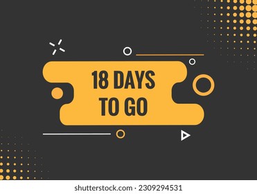 18 días para ir el botón web del texto. Cuenta regresiva izquierda 18 días para ir a la etiqueta del cartel