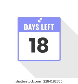 Icono de ventas de cuenta regresiva 18 días a la izquierda. Faltan 18 días para ir Banner promocional