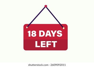 18 days left, sale countdown vector symbol, clock, time,  background, template 15 days to go, countdown, sticker, left banner, business, sale, label button
