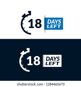 18 Days Left sign - emblem, label, badge,sticker, logo. Designed for your web site design, logo, app, UI