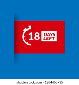 18 Days Left sign - emblem, label, badge,sticker, logo. Designed for your web site design, logo, app, UI