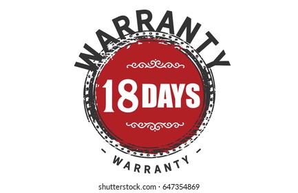 18 days red warranty icon vector vintage grunge guarantee