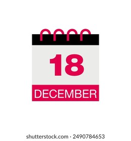 18 diciembre calendario fecha icono Vector eps