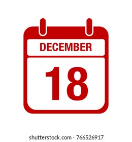 18 december calendar red icon