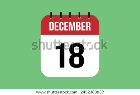 18 December Calendar. December Calendar Vector.