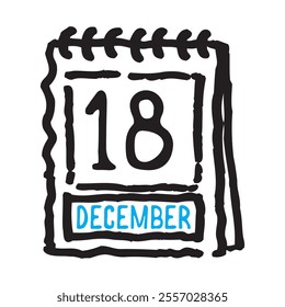 18 December date calendar - A simple yet elegant line art illustration of a date calendar captures the essence of organization and timekeeping. The clean lines and minimalistic design 