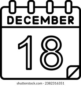 18 December Line Vector Icon Design