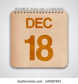 18 December on Old Notebook Vector 