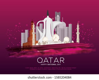 18 December Qatar National Day background.Qatar National Day poster or banner.