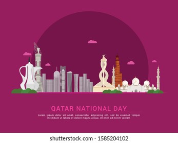 18 December Qatar National Day background.Qatar National Day poster or banner.