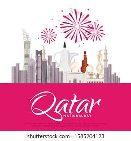 18 December Qatar National Day background.Qatar National Day poster or banner.