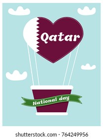 18 December.Qatar National Day card  in national flag color theme.
