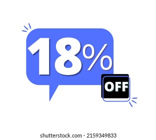 18% de descuento con diseño azul de burbuja de pensamiento 3D 