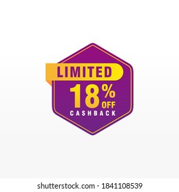 18 discount, Sales Vector badges for Labels, , Stickers, Banners, Tags, Web Stickers, New offer. Discount origami sign banner