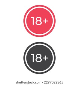 18+ Eighteen Plus Sign Icon Vector Design.