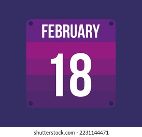 18 february calendar date. Calendar icon for february. Banner for holidays and special dates