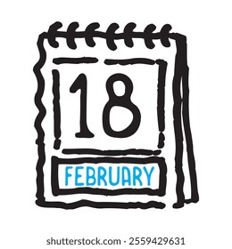 18 February date calendar - A simple yet elegant line art illustration of a date calendar captures the essence of organization and timekeeping. The clean lines and minimalistic design 