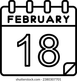 18 February Line Vector Icon Design