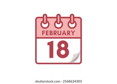 18 February month single day vector, illustration, calendar with maroon, rose and white color background calendar February 18