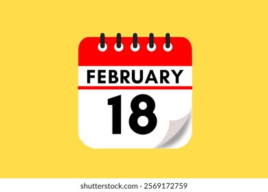 18 February month single day vector, illustration, calendar with maroon, rose and white color background calendar February 18