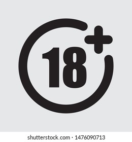 18+ flat vector icon, sign
