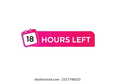 18 horas restantes, icono, stile, temporizador, cuenta regresiva, reloj, tiempo, fondo, Plantilla, 18 horas restantes, cuenta regresiva, pegatina, Anuncio izquierdo, negocio, venta, Botón de etiquetas