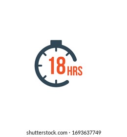 18 hours round timer or Countdown Timer icon. deadline concept. Delivery timer. Stock Vector illustration isolated on white background.