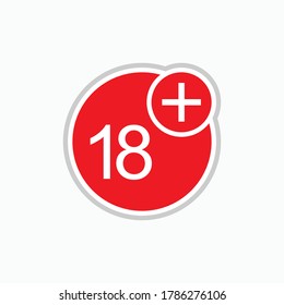18+  Icon. Adult Content Symbol - Vector.
