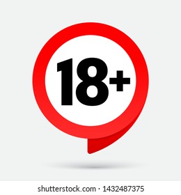 18+ Icon isolated on gray background. Age restriction sign. "eighteen plus" symbol flat style for your web site design and logo, app, UI. Vector illustration