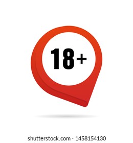18+ Icon isolated on white background. Geometric banner. Flat style vector illustration.