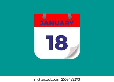 18 January calendar icon text page monthly web design on red, and blue background vector, icon, or illustration with the month of January 18