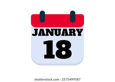 18 January calendar icon text page monthly web design on red, black and white background vector, icon, or illustration with the month of January 18