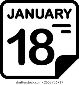 Calendario del 18 de enero Icono minimalista semisólido