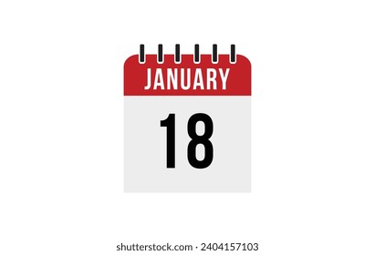 Vector del calendario del 18 de enero. Icono de calendario diario de vector plano. vector de icono de calendario.
