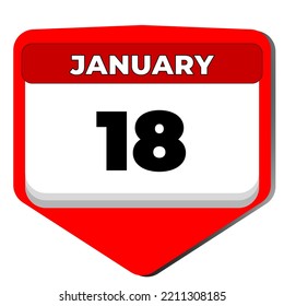 18 January vector icon calendar day. 18 date of January. Eighteenth day of January. 18th date number. 18 day calendar. Eighteen date. Vector illustration