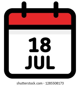 18. July - Calendar Icon - Vector Illustration - Vector