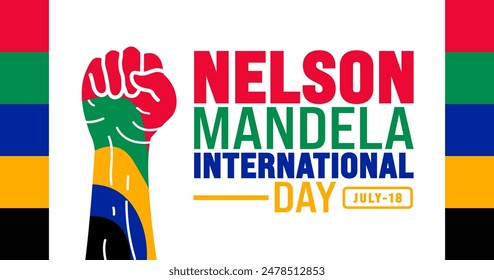 18 July is Nelson Mandela International Day background template. Use to banner, placard, card, and poster design template.