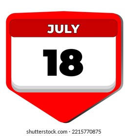 18 July vector icon calendar day. 18 date of July. Eighteenth day of July. 18th date number. 18 day calendar. Eighteen date. International Nelson Mandela