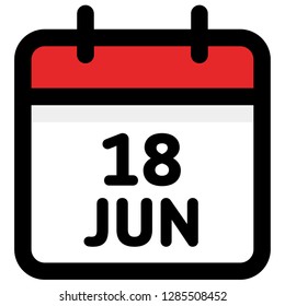 18. June - Calendar Icon - Vector Illustration - Vector