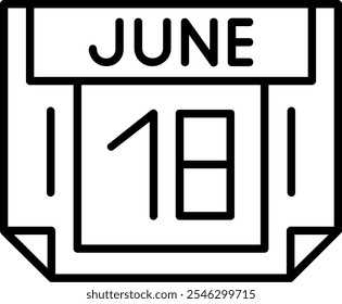 18 June Vector Icon Outline Stlye