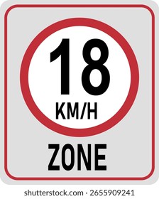 18 km h speed limit zone. Vector illustration