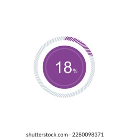 18% loading, icon pie purple chart 18 percent.