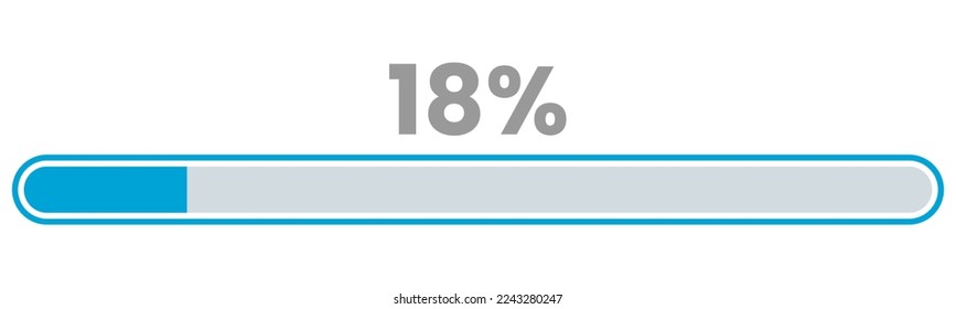 18% Loading. 18% progress bar Infographics vector, 18 Percentage ready to use for web design ux-ui