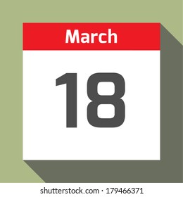 18 March calendar. Calendar Days Of Year Set 2